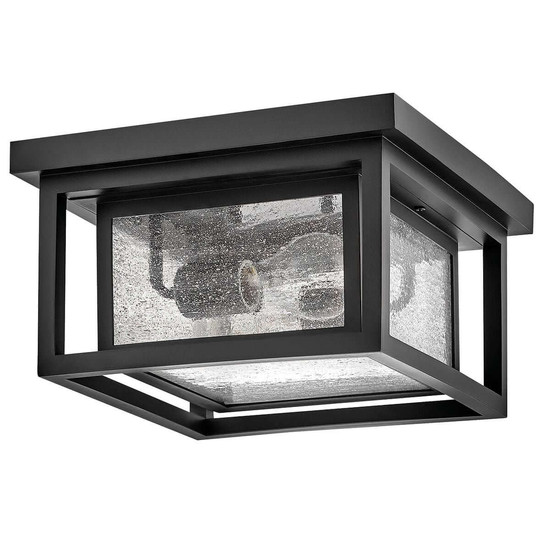 Elstead Republic Außendeckenleuchte 2-flammig E27 IP44 Schwarz Blasenglas 28cm