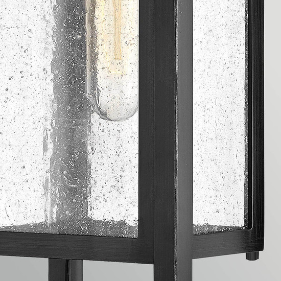 Elstead Republic Außenwandleuchte E27 IP44 Schwarz Blasenglas 41cm