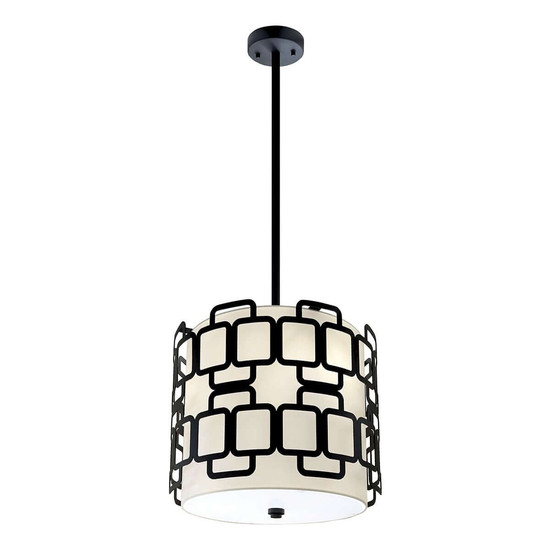 Elstead Sabina Pendelleuchte 3-flammig E27 Schwarz Stahl Stoffschirm Ø38cm Made in UK
