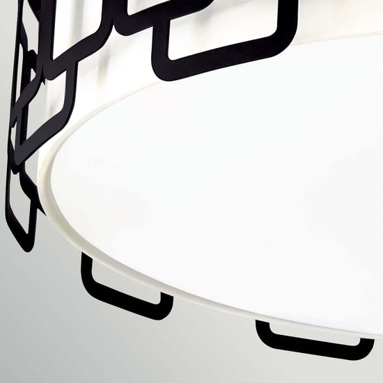 Elstead Sabina Deckenleuchte 4-flammig E27 Schwarz Stahl Stoffschirm Ø57cm Made in UK