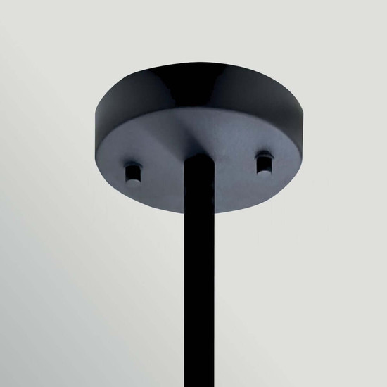 Elstead Sabina Pendelleuchte 4-flammig E27 Schwarz Stahl Stoffschirm Ø57cm Made in UK