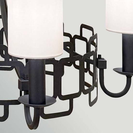 Elstead Sabina Kronleuchter 5-flammig E14 Schwarz Stahl Stoffschirm Ø72cm Made in UK