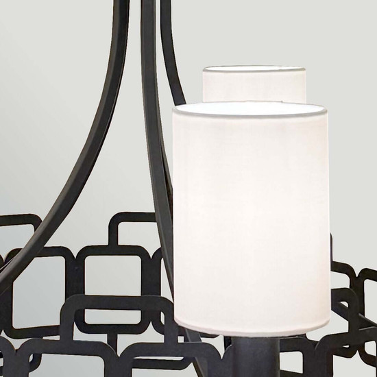 Elstead Sabina Kronleuchter 5-flammig E14 Schwarz Stahl Stoffschirm Ø72cm Made in UK