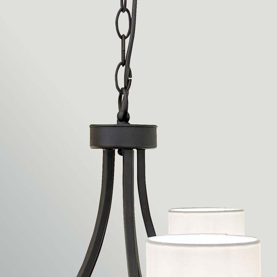 Elstead Sabina Kronleuchter 5-flammig E14 Schwarz Stahl Stoffschirm Ø72cm Made in UK
