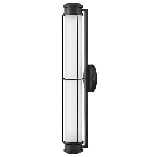 Elstead Saylor LED Bad-Wandleuchte dimmbar IP44 warmweiss 23,5W Mattschwarz Stahl Opalglas 61cm