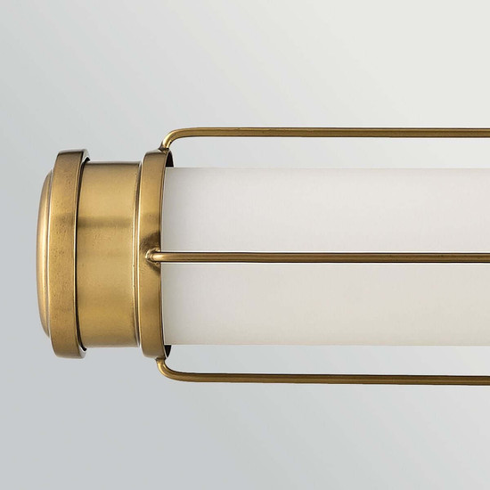 Elstead Saylor LED Bad-Wandleuchte dimmbar IP44 warmweiss 23,5W Heritage-Messing Stahl Opalglas 61cm