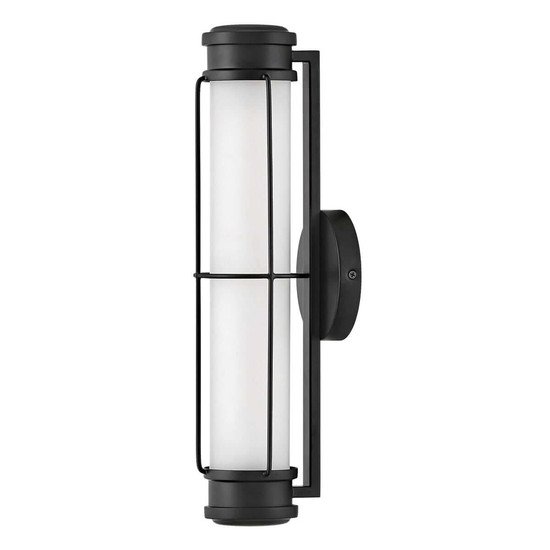 Elstead Saylor LED Bad-Wandleuchte dimmbar IP44 warmweiss 19W Mattschwarz Stahl Opalglas 43cm