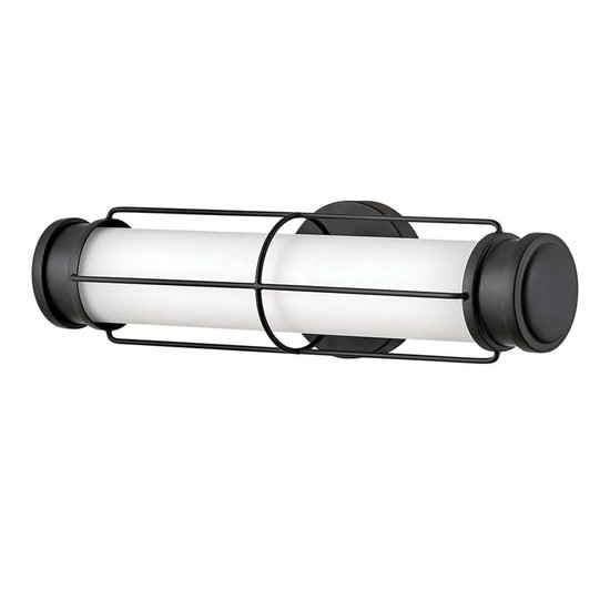 Elstead Saylor LED Bad-Wandleuchte dimmbar IP44 warmweiss 19W Mattschwarz Stahl Opalglas 43cm