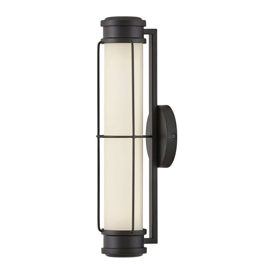 Elstead Saylor LED Bad-Wandleuchte dimmbar IP44 warmweiss 19W Mattschwarz Stahl Opalglas 43cm
