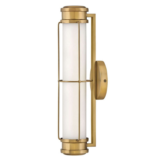 Elstead Saylor LED Bad-Wandleuchte dimmbar IP44 warmweiss 19W Heritage-Messing Stahl Opalglas 43cm