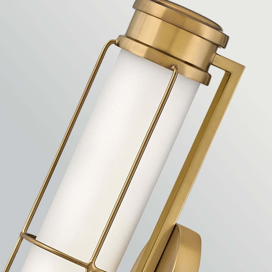 Elstead Saylor LED Bad-Wandleuchte dimmbar IP44 warmweiss 19W Heritage-Messing Stahl Opalglas 43cm