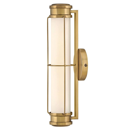 Elstead Saylor LED Bad-Wandleuchte dimmbar IP44 warmweiss 19W Heritage-Messing Stahl Opalglas 43cm