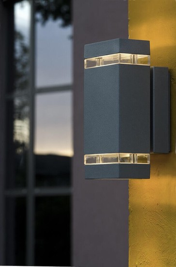 Elstead Jannik LED Außen-Wandleuchte 2-fach 24cm Dunkelgrau IP44