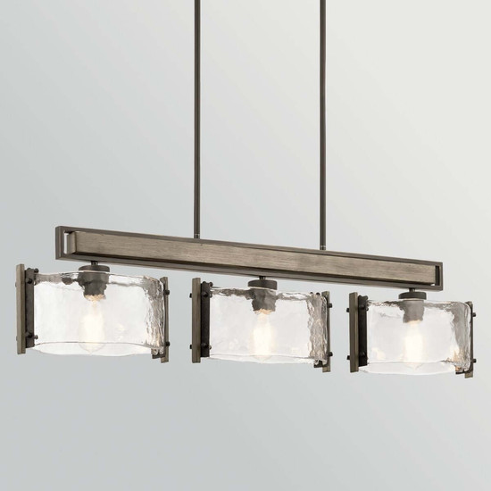 Elstead Aberdeen Pendelleuchte 3-flammig E27 Altbronze-Grau Stahl Klarglas 106cm