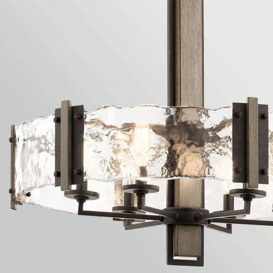 Elstead Aberdeen Kronleuchter 6-flammig E14 Altbronze-Grau Stahl Klarglas Ø71cm