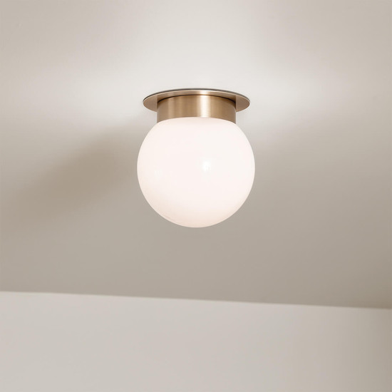 Elstead Albers Deckenleuchte E27  Champagnerbronze Opalglas rund