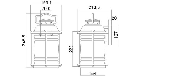 Elstead Ashland Bay Außen-Wandleuchte E27 35cm Verwittertes Zink IP44