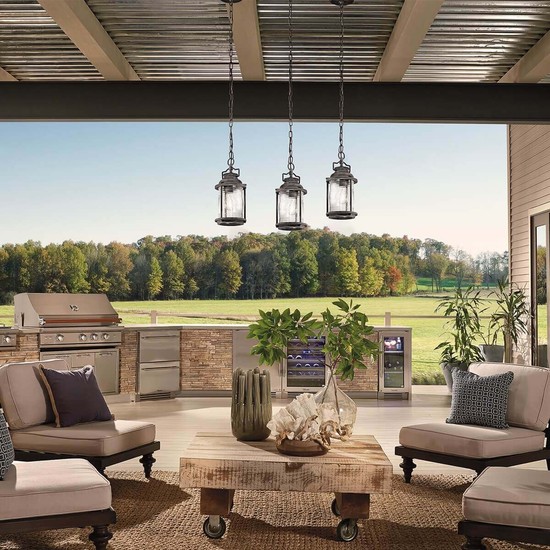 Elstead Ashland Bay Außen-Hängeleuchte E27 Verwittertes Zink IP44