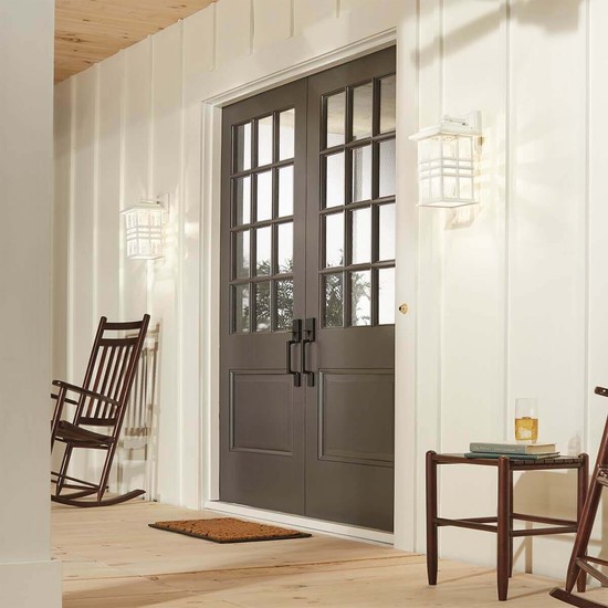 Elstead Beacon Square Außen-Wandleuchte E27 36cm Weiß IP44 Anti-Meerwasser