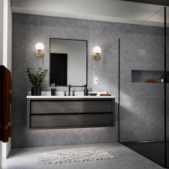 Elstead Benno Wandleuchte G9 Champagnerbronze Opalglas weiß IP44