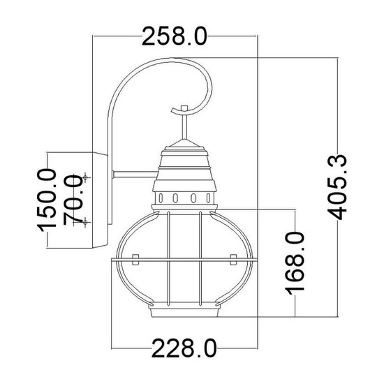Elstead Bridge Point Außen-Wandleuchte E27 41cm Verwittertes Zink IP44