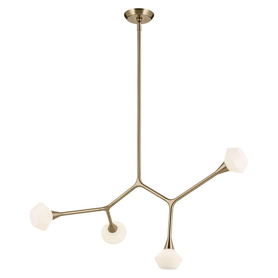 Elstead Cassius LED Pendelleuchte 4-flammig G9 Champagnerbronze Stahl Opalglas 100cm