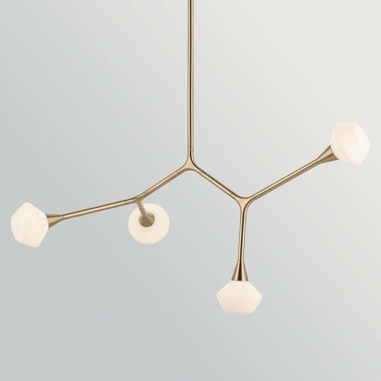Elstead Cassius LED Pendelleuchte 4-flammig G9 Champagnerbronze Stahl Opalglas 100cm