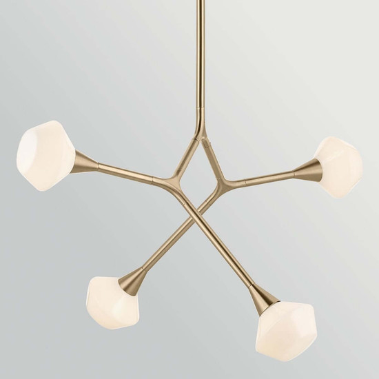 Elstead Cassius LED Pendelleuchte 4-flammig G9 Champagnerbronze Stahl Opalglas 100cm