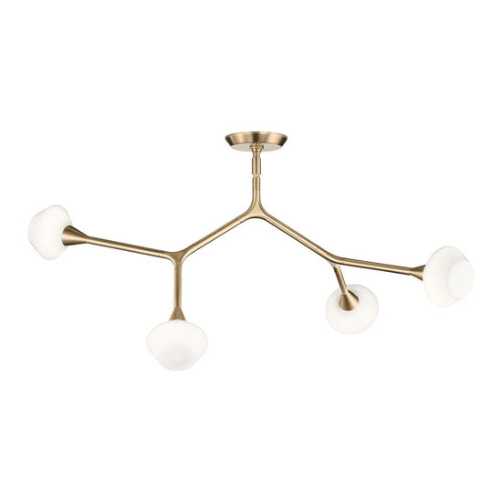 Elstead Cassius LED Pendelleuchte 4-flammig G9 Champagnerbronze Stahl Opalglas 100cm