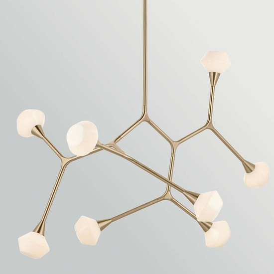Elstead Cassius LED Pendelleuchte 8-flammig G9 Champagnerbronze Stahl Opalglas 133cm