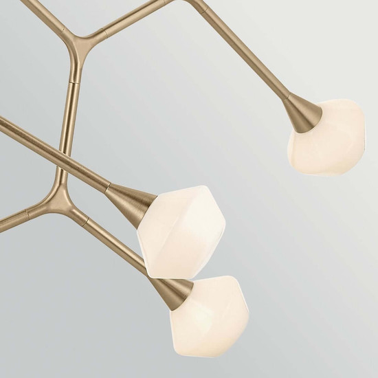 Elstead Cassius LED Pendelleuchte 8-flammig G9 Champagnerbronze Stahl Opalglas 133cm