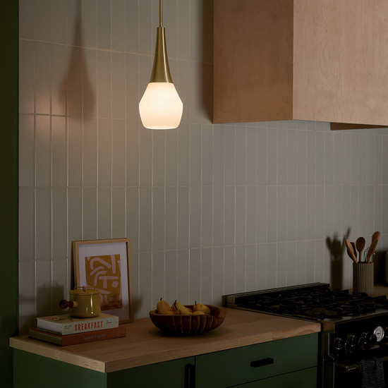 Elstead Deela Pendelleuchte E27  Champagnerbronze Opalglas