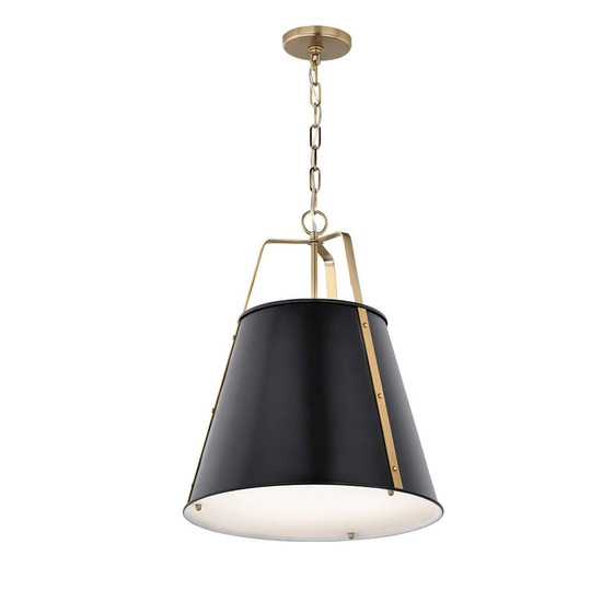 Elstead Etcher Pendelleuchte 2-flammig E27 Schwarz-Messing Stahl Satinglas Ø46cm