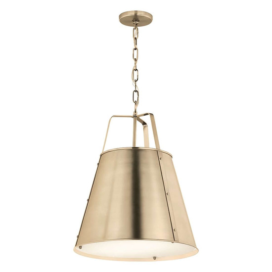 Elstead Etcher Pendelleuchte 2-flammig E27 Champagnerbronze Stahl Satinglas Ø46cm