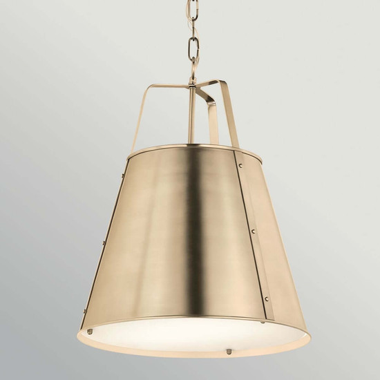 Elstead Etcher Pendelleuchte 2-flammig E27 Champagnerbronze Stahl Satinglas Ø46cm