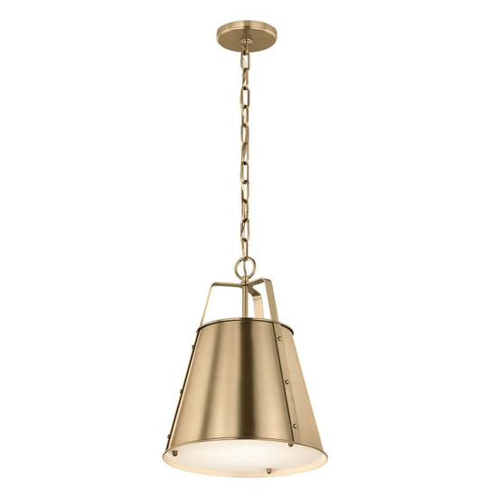 Elstead Etcher Pendelleuchte E27 Champagnerbronze Stahl Satinglas Ø33cm