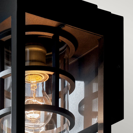 Elstead Hone Außenwandleuchte E27 Strukturiertes Schwarz Glas klar IP44 Anti-Meerwasser