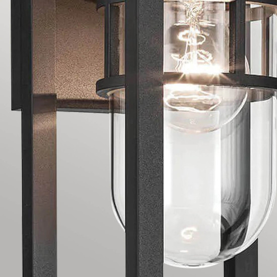 Elstead Hone S Außenwandleuchte E27 Strukturiertes Schwarz Glas klar IP44 Anti-Meerwasser