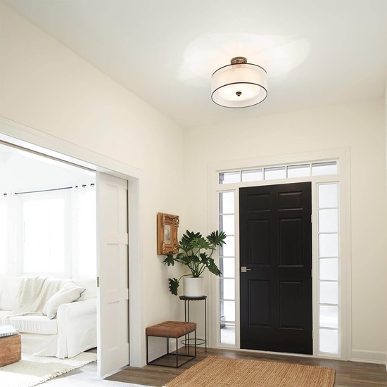 Elstead Lacey Deckenleuchte E27 4-fach Mission Bronze helle Umbra, Erd-Farbe, metallisch gefrostet