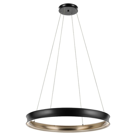 Elstead Larousse LED Pendelleuchte dimmbar warmweiss 110W Schwarz-Messing Stahl Ø100cm