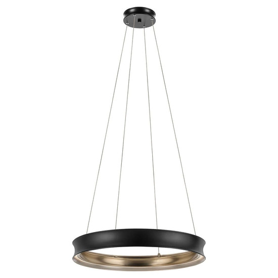 Elstead Larousse LED Pendelleuchte dimmbar warmweiss 74W Schwarz-Messing Stahl Ø75cm