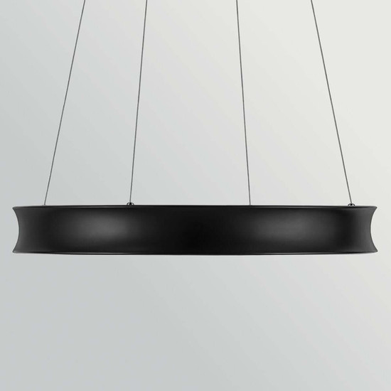 Elstead Larousse LED Pendelleuchte dimmbar warmweiss 74W Schwarz-Messing Stahl Ø75cm