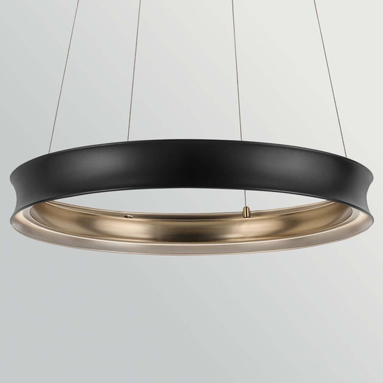 Elstead Larousse LED Pendelleuchte dimmbar warmweiss 74W Schwarz-Messing Stahl Ø75cm
