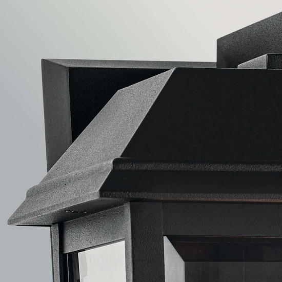 Elstead Mathus Außenwandleuchte E27 IP44 Schwarz Alu Facettenglas 46cm