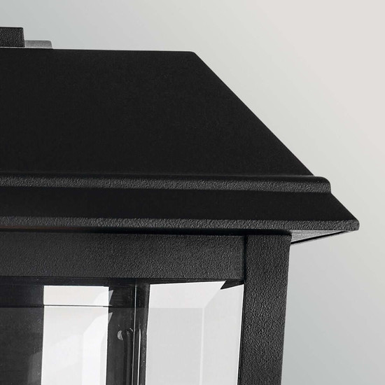 Elstead Mathus Außenwandleuchte E27 IP44 Schwarz Alu Facettenglas 46cm