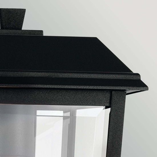 Elstead Mathus Außenwandleuchte E27 IP44 Schwarz Alu Facettenglas 33cm