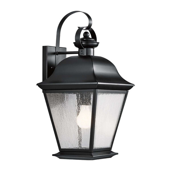 Elstead Mount Vernon Außenwandleuchte E27 IP44 Schwarz Alu Blasenglas 50cm