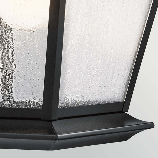 Elstead Mount Vernon Außenwandleuchte E27 IP44 Schwarz Alu Blasenglas 50cm