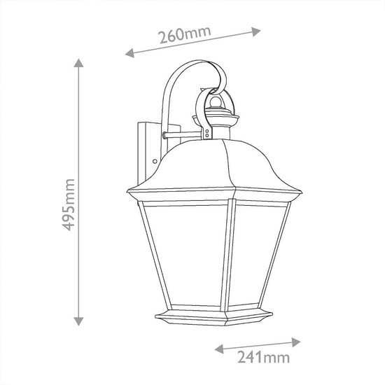 Elstead Mount Vernon Außenwandleuchte E27 IP44 Schwarz Alu Blasenglas 50cm