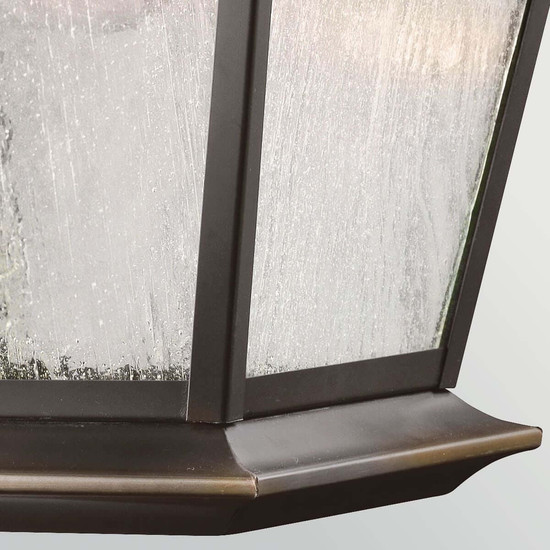Elstead Mount Vernon Außenwandleuchte E27 IP44 Altbronze Alu Blasenglas 50cm